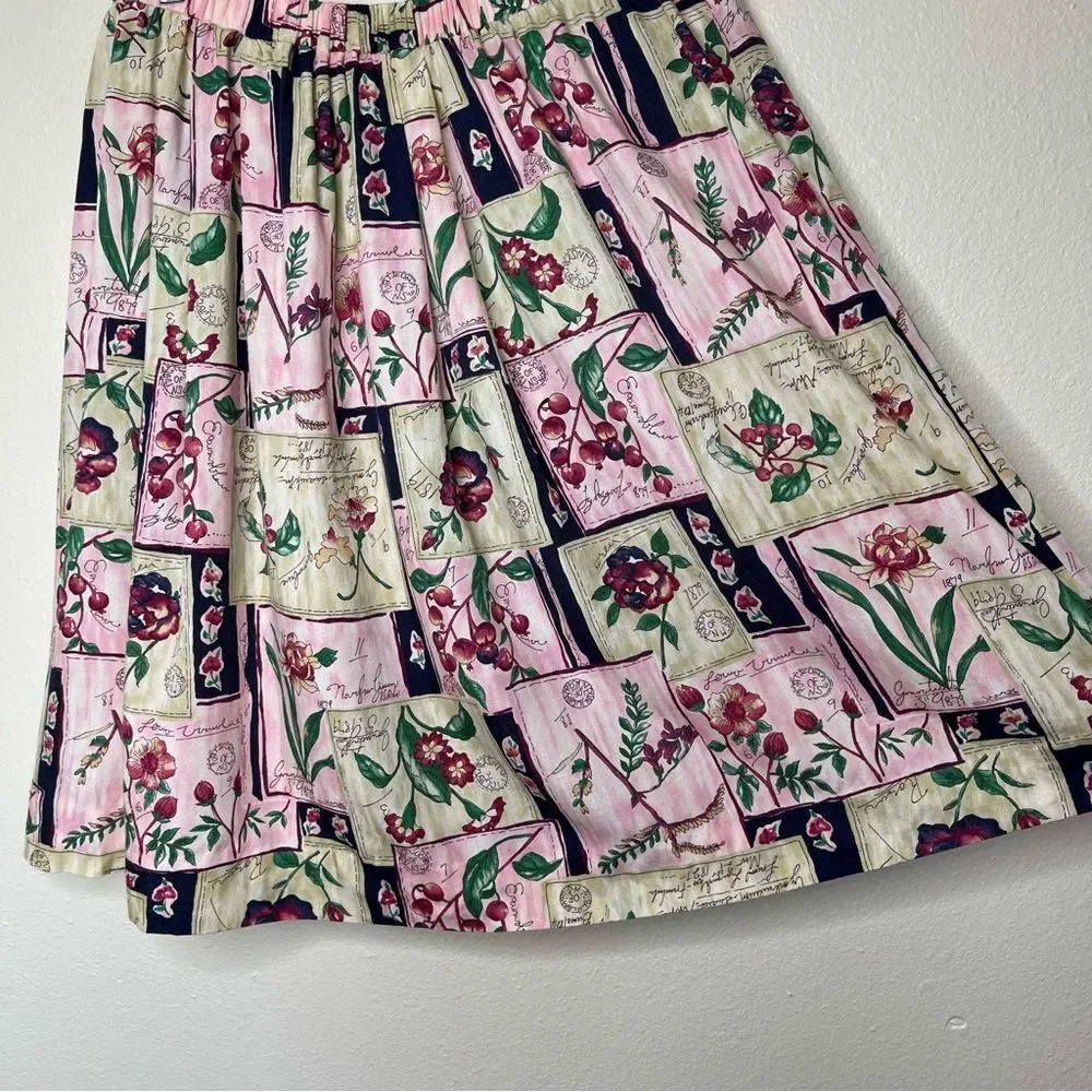Vintage Pendleton Short Sleeve Camp Shirt Elastic Skirt Set Floral Rayon Women 6